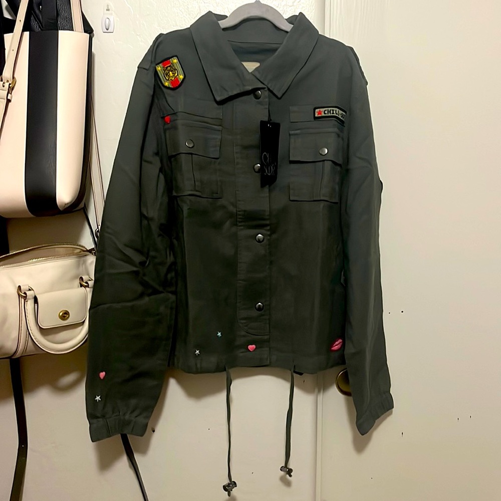 NWT Chaser Military green jacket. Flawless and new. Draw string waist
